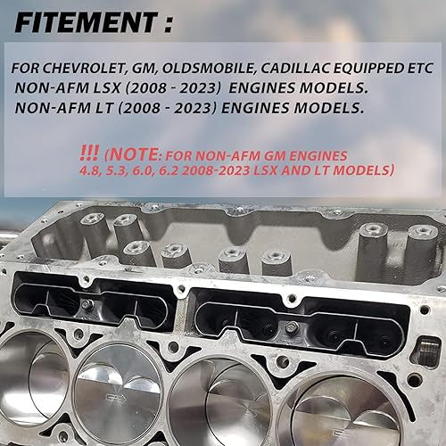 Miniatura 4 de Tapones de motor aptos para motores GM no AFM 2008-2023 LSX y LT modelos 4.8, 5.3, 6.0, 6.2, sin DODAFM, material de acero inoxidable, 10 unidades