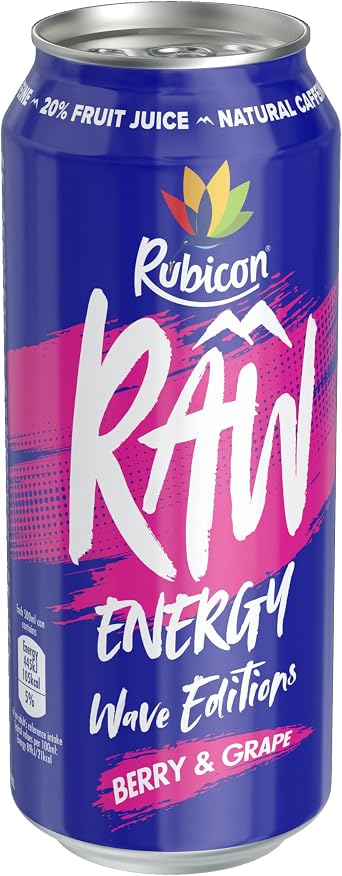 Rubicon Raw Berry Grape Energy Drink, 12 Pack, 500ml Cans
