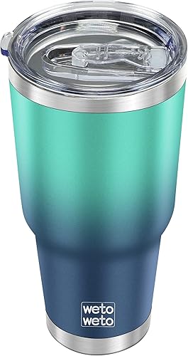 WETOWETO Vaso de 30 onzas, vaso de acero inoxidable con aislamiento al vacío, taza de café para agua y café, doble pared con recubrimiento de polvo,