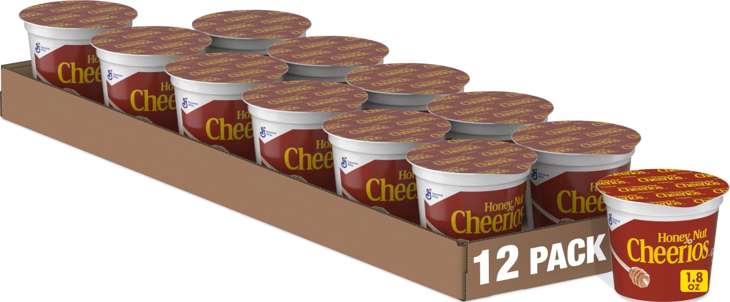 Honey Nut Cheerios Heart Healthy Cereal Cup, 1.8 OZ Single Serve Cereal Cup (Pack of 12)