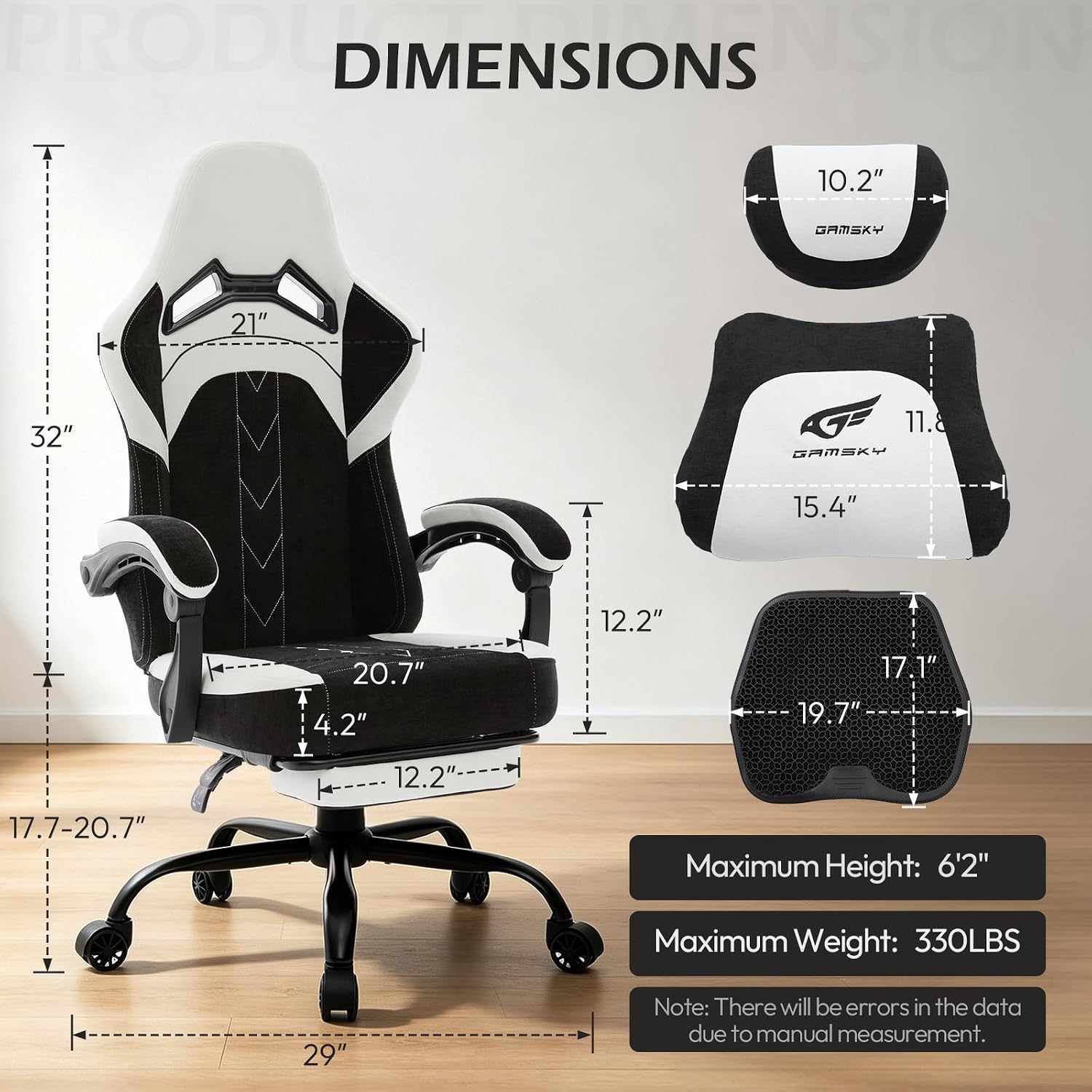 Gamsky ergonomic gaming chair detail view