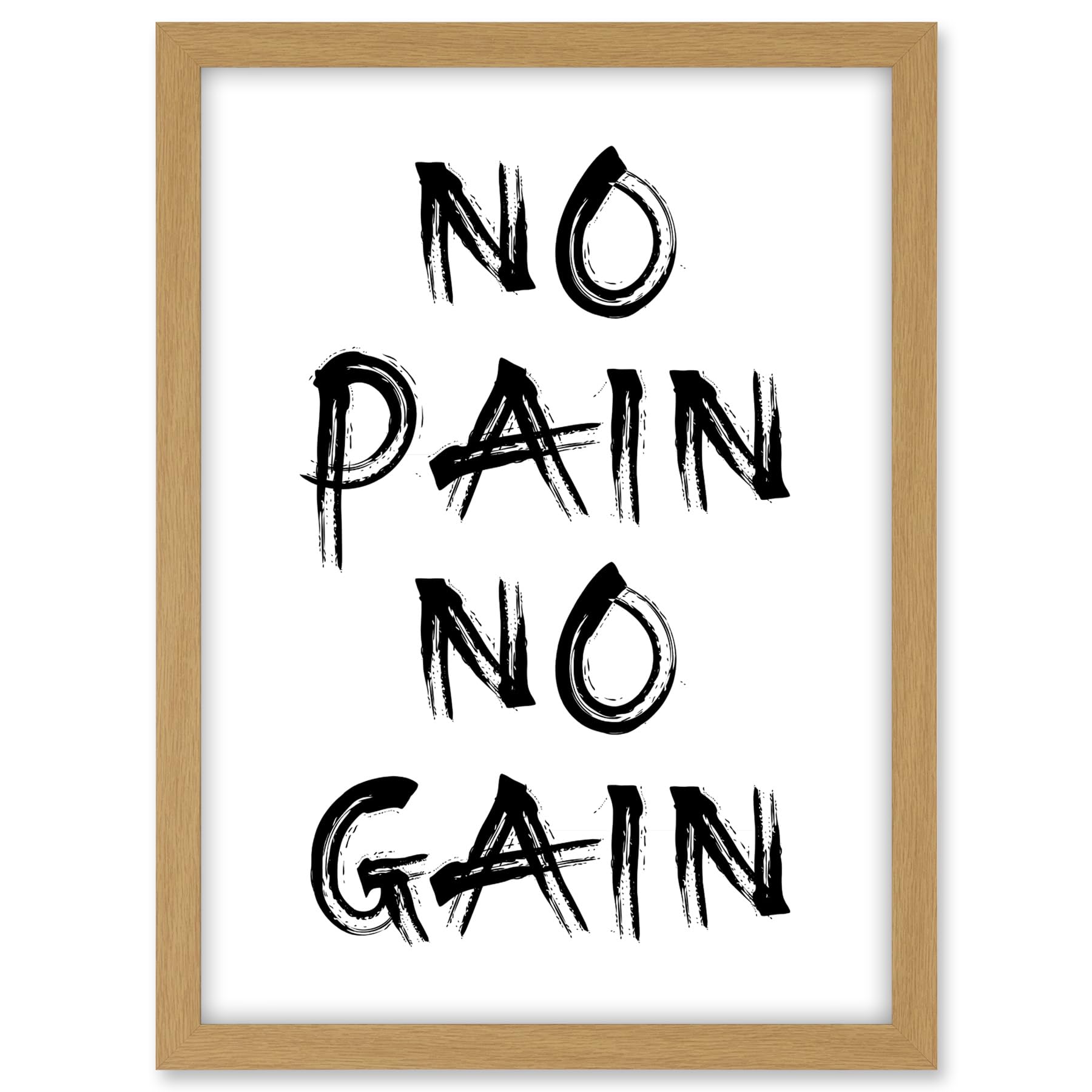 Artery8 Gym Decor Inspiration No Pain No Gain Inspirational Exercise Wall Art Artwork Framed A3 Wall Art Print