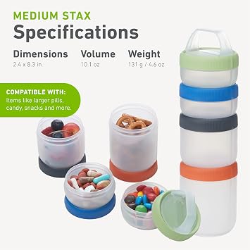 humangear STAX Stackable Containers, Medium, Spectrum