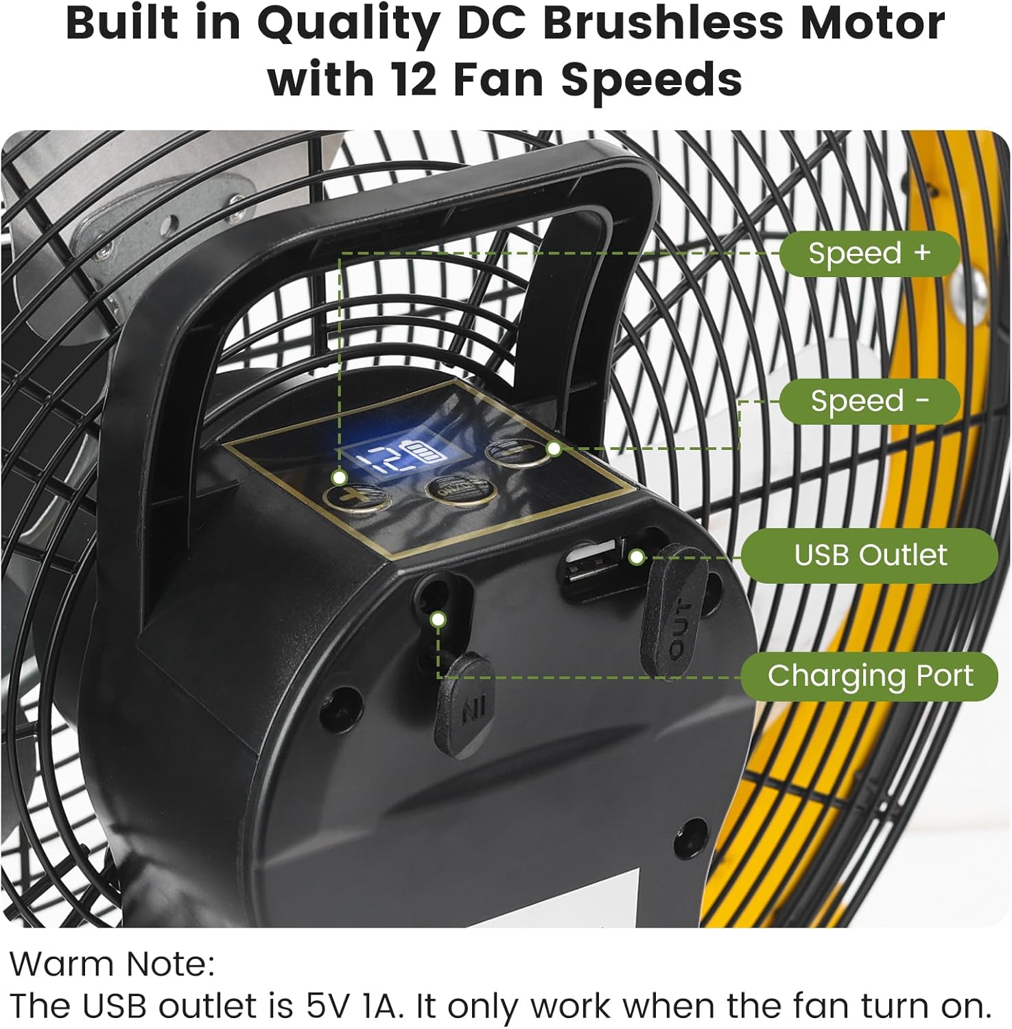 16" Solar Rechargeable Floor Fan, 35W Solar Powered Battery Operated Fans for Outdoor Garden Greenhouse Barn Stable Camping Garage Air Circulation Cooling
