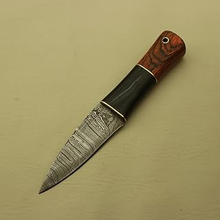 Custom Handmade Celtic Scottish - Genuine Damascus Sgian Dubh Dirk knife with Pure Leather Sheath