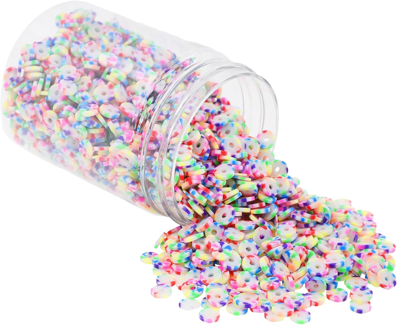 Mandala Crafts 4mm Rainbow Heishi Beads – 6000 Flat Polymer Clay Disc Beads for Adult Jewelry Making Round Spacers, Necklaces and Bracelet Making