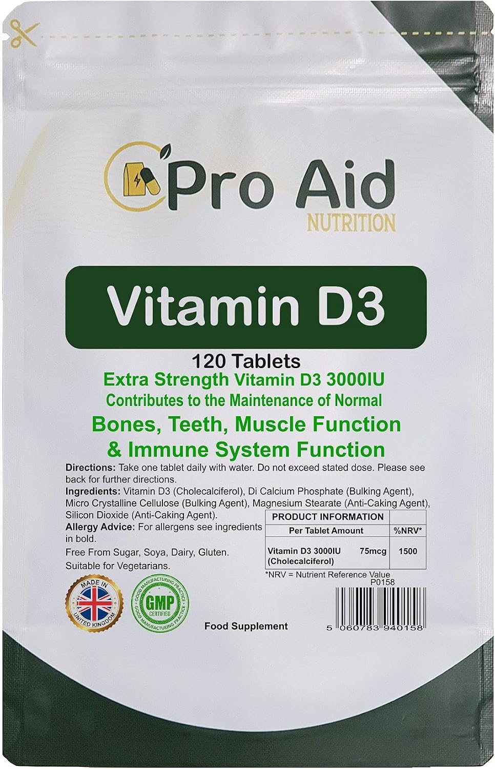 Vitamin D3 2000IU Premium Tablets, 1 count (Pack of 120)