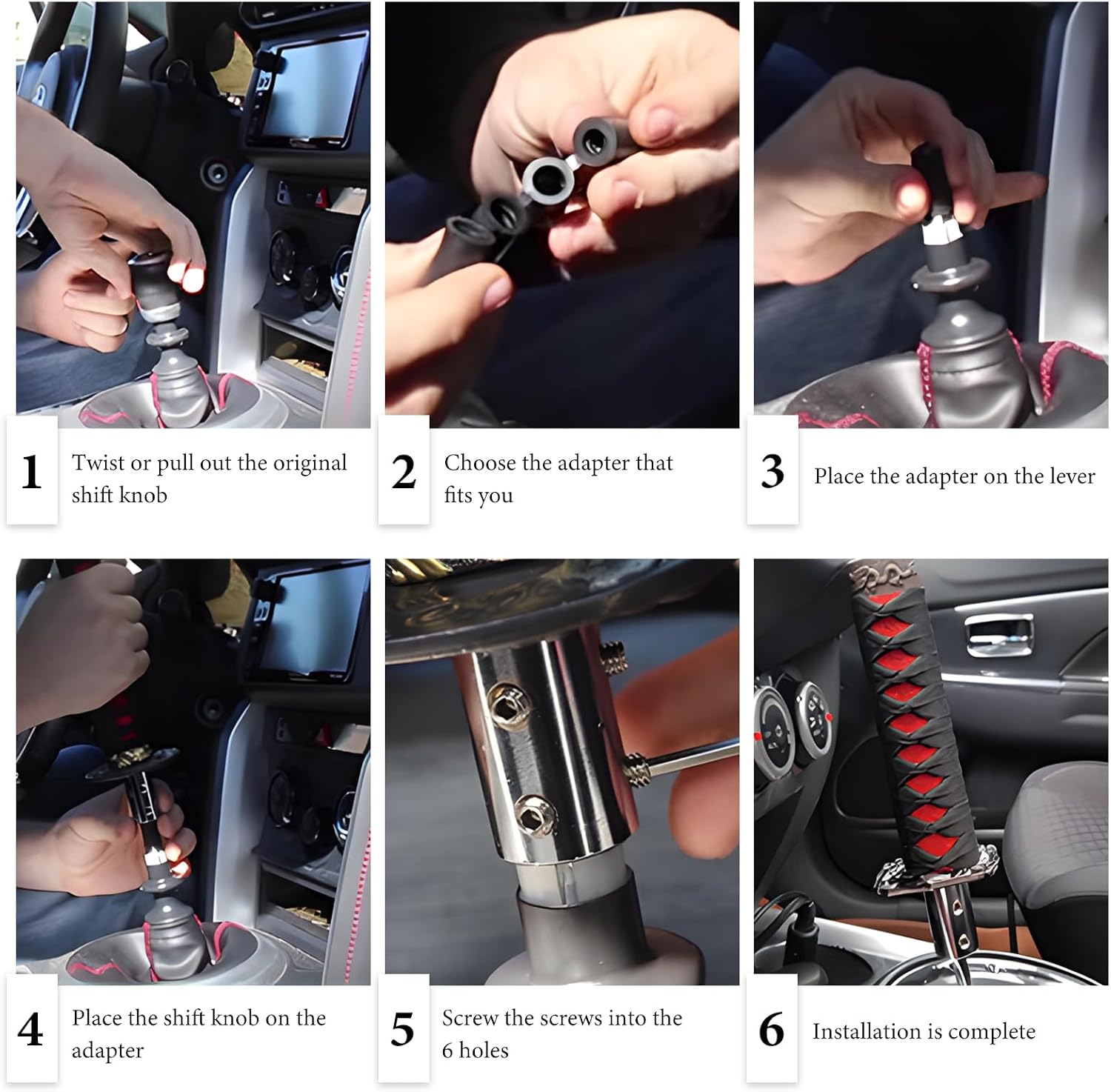 Samurai Sword Shift Knob, 7.9 Inch Short Gear Shifter Swords Protective Cover with 4 Adapters, Universal Shift Gear Lever for Manual & Most Automatic Transmission Cars (Black & Red)