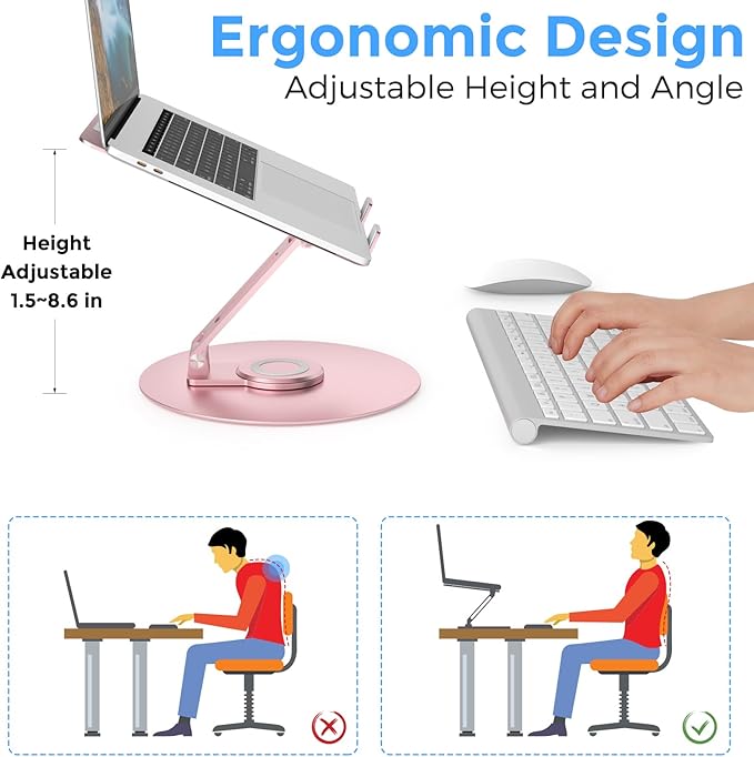 Soporte Giratorio Ajustable para Laptop de Aluminio, Rosado miniatura 6