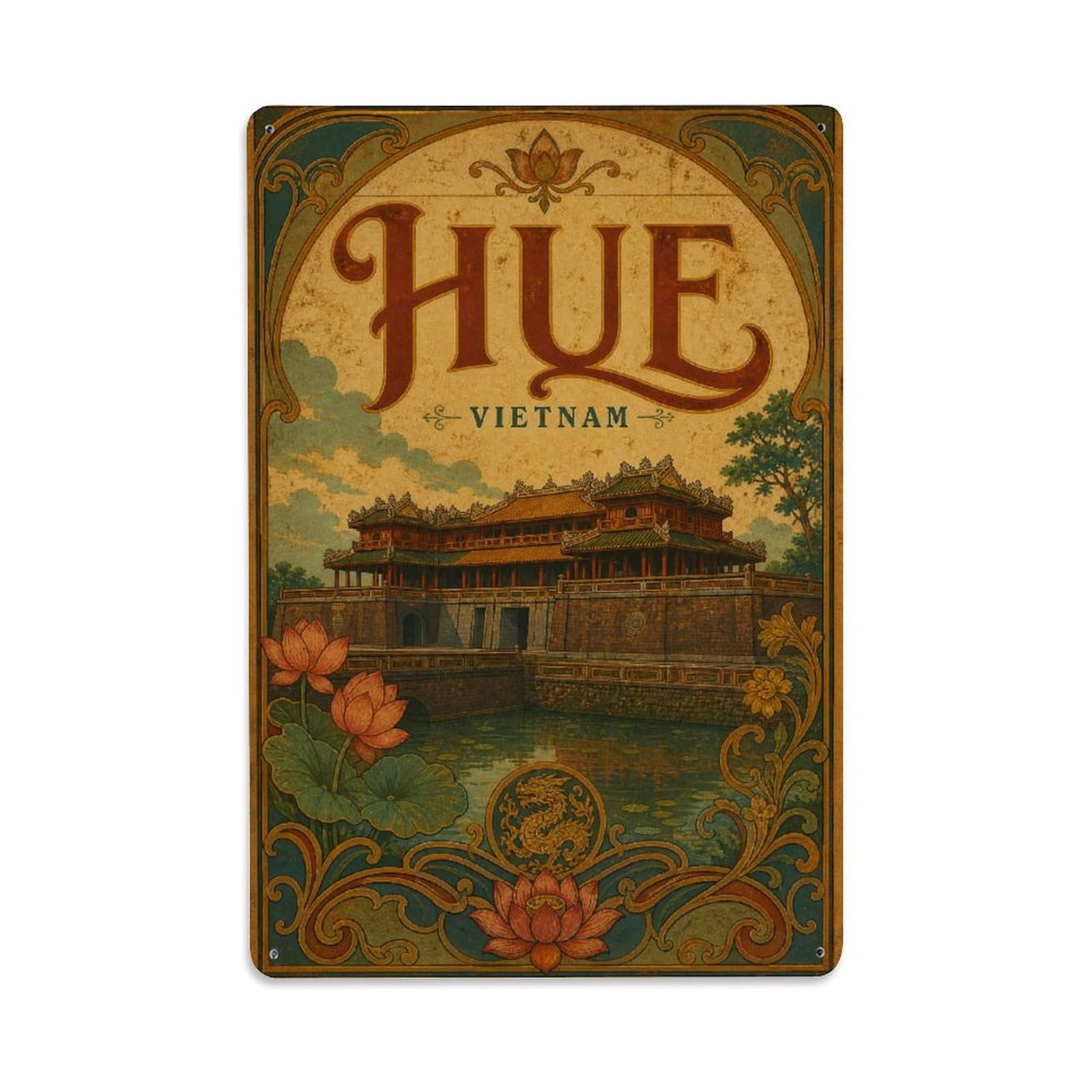 Metal Tin Sign Travel Retro Vietnam Hue
