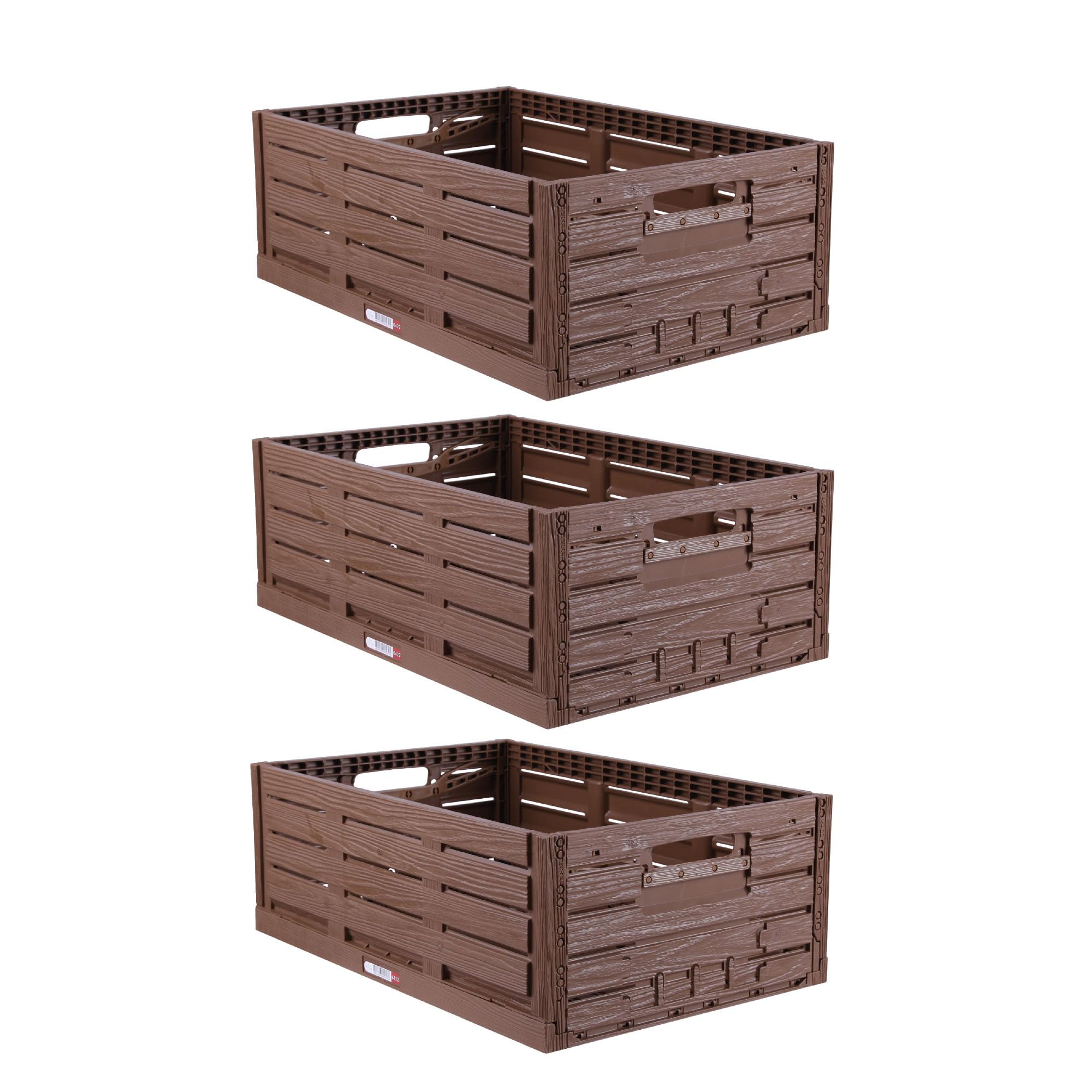 Bestlivings Caja plegable 60x40x21,8cm 45L - Pack 3 unidades plástico | Caja plegable apilable, cesta de la compra, caja de plástico, caja de verduras, caja de frutas, maletero