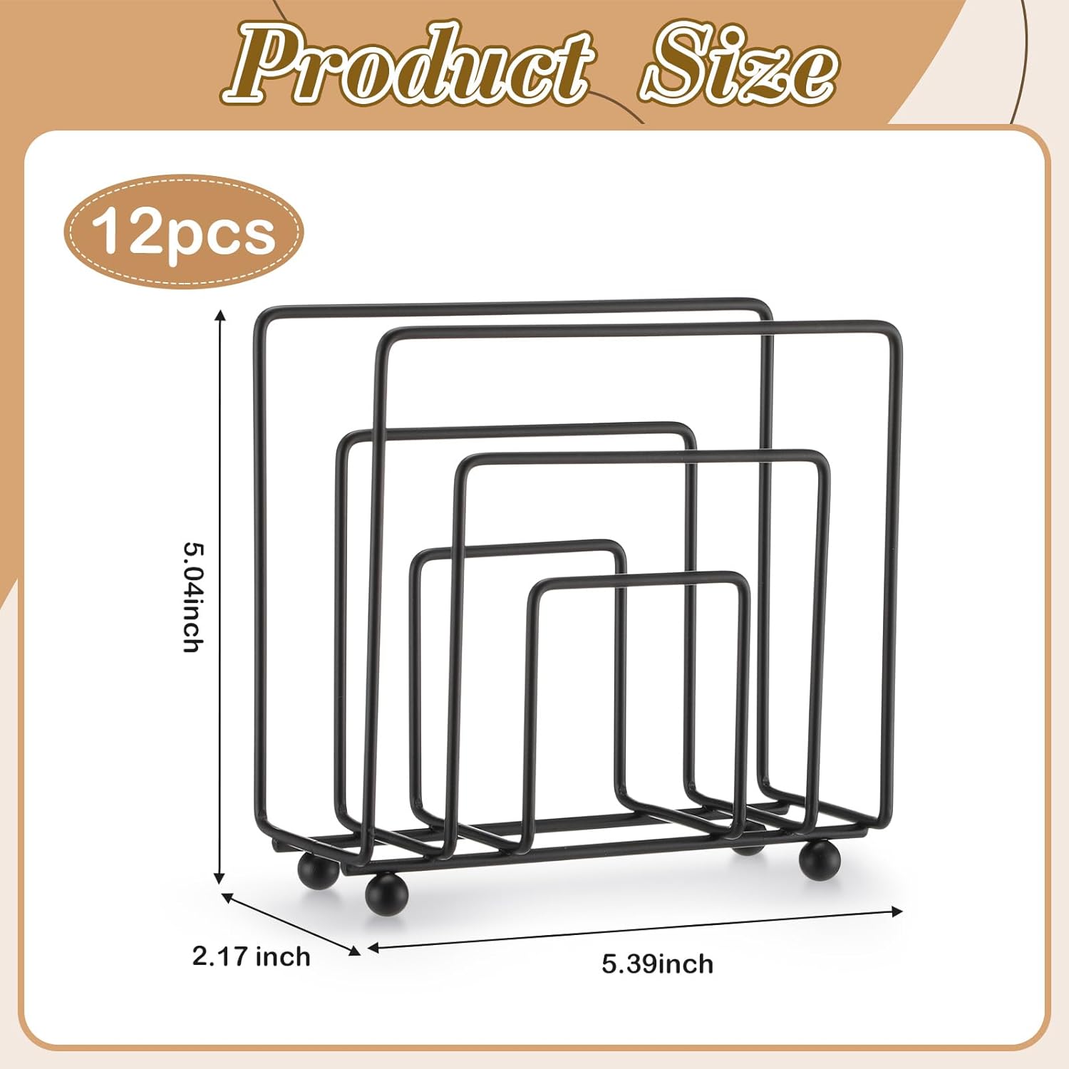 12 Pcs Napkin Holders for Table, Black Standing Metal Cocktail Paper Napkins Holders Dispenser for Kitchen Dining Countertops Indoor & Outdoor Picnic Bar Use