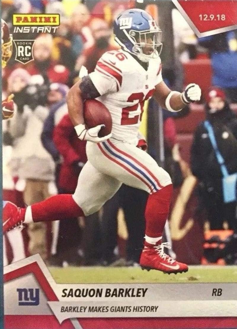 2018 Panini Instant NFL Football #149 Saquon Barkley RC Rookie New York Giants Makes Giants History Print Run 120