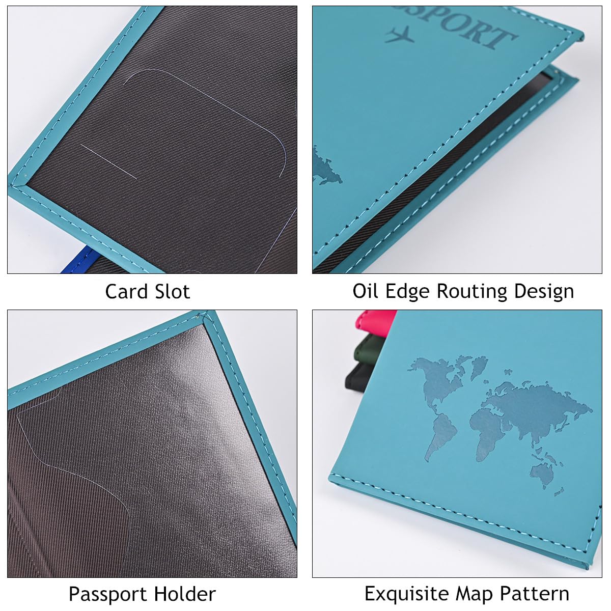 SamHeng Mappa Porta Passaporto, Portatile Universale Copertura del Passaporto per Donne Uomini, Pelle PU Aereo Portafoglio da Viaggio Portacarte per Carte di Credito Carte d'imbarc (Lago Blu)