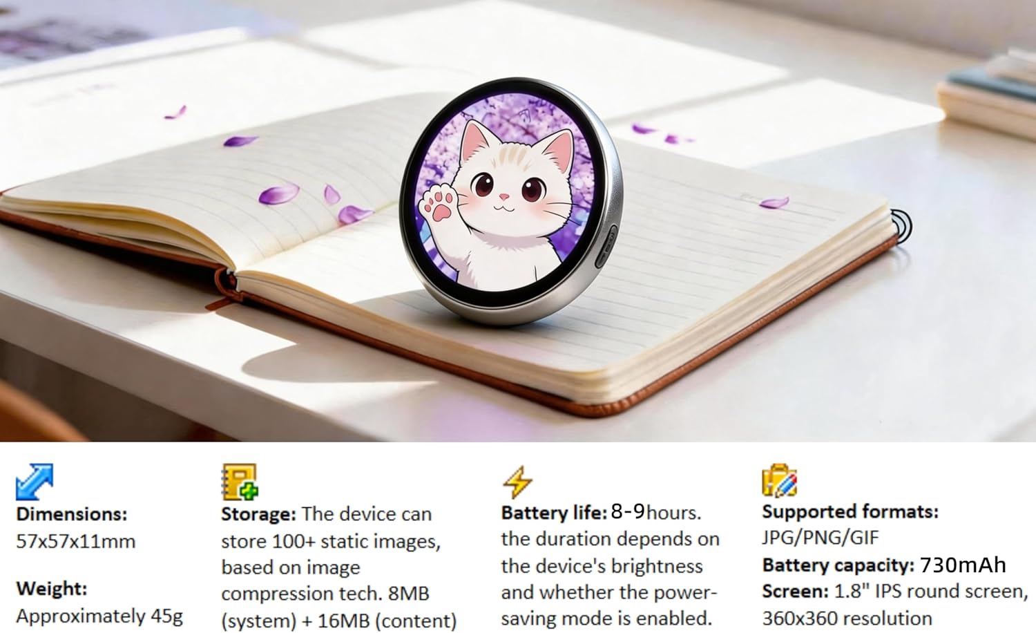 Chamii Ani-Pin Ultra: Digital LED Display Badge & Digital Pin with Touch Screen, Customizable Anime Style Wearable, Dynamic Smart Button for FIFA World Cup Footbal party, Easter, Cosplay and Fandoms