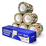 RISEN Cohesive Bandage 2 x 5 Yards, 6 Rolls, Self Adherent Wrap Medical Tape, Adhesive Flexible Breathable First Aid Gauze Ideal for Stretch Athletic