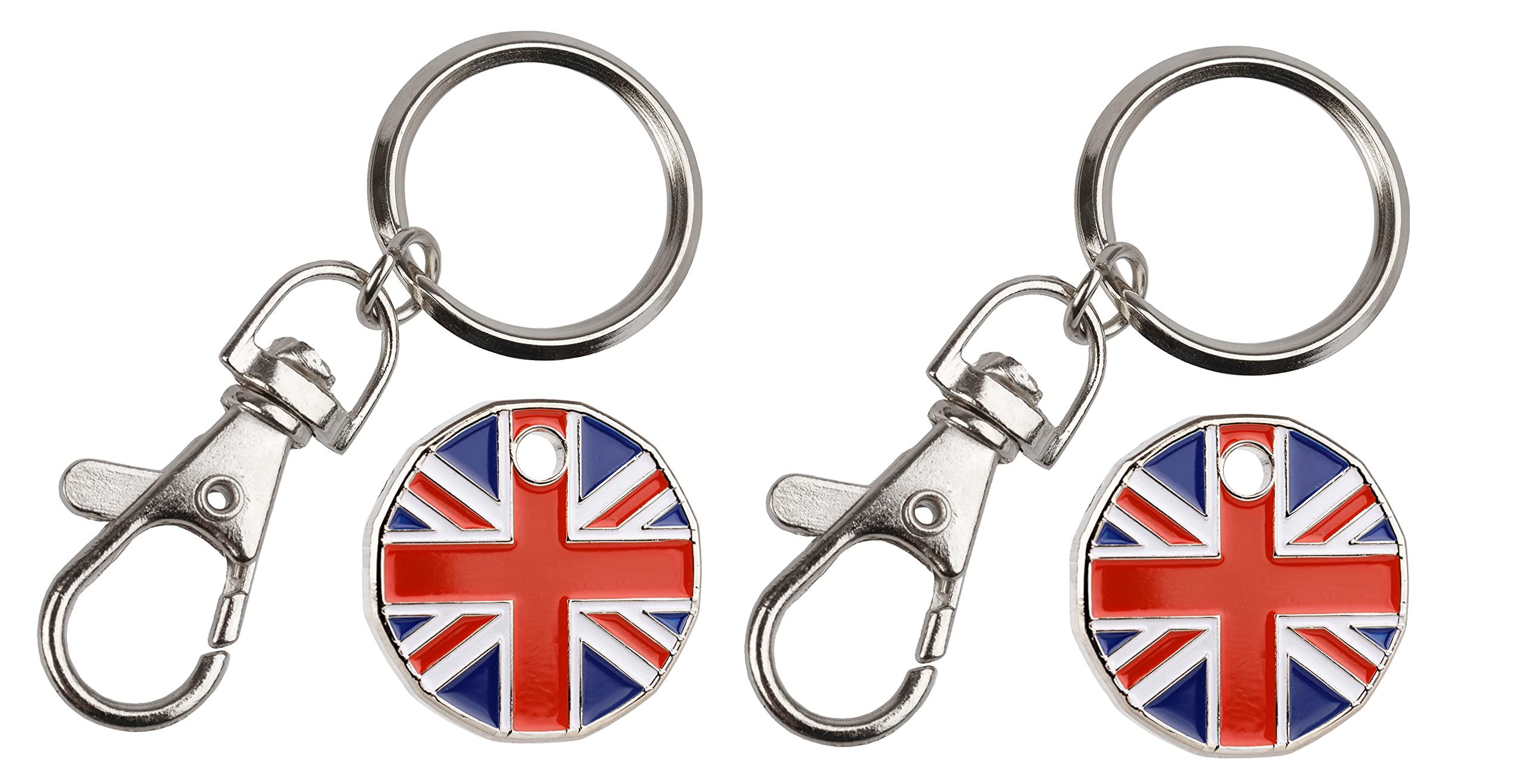 2 X Union Jack Trolley Coin token Keyring