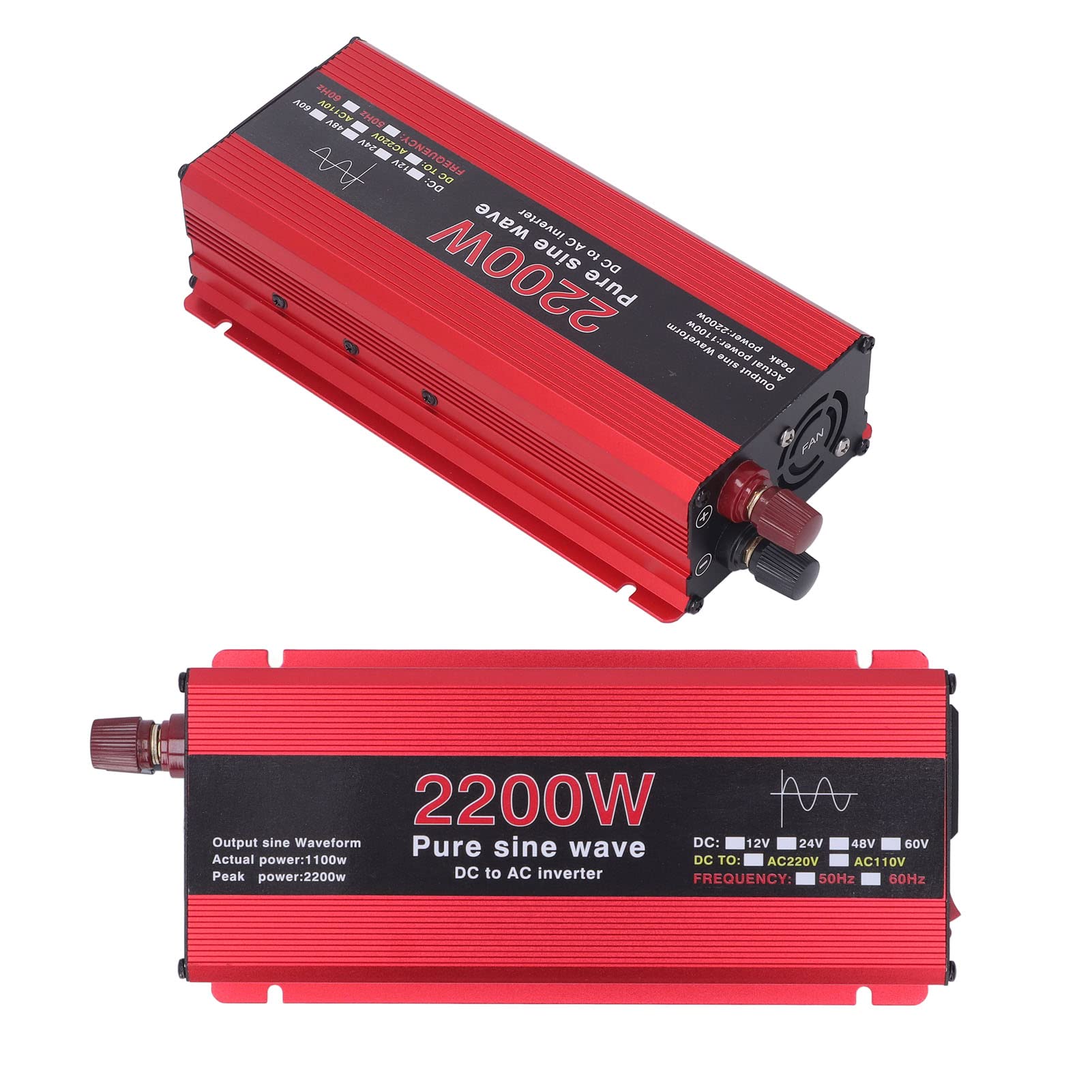 Przetwornica Czystej Fali Sinusoidalnej o Mocy 1100 W, Konwerter Zasilania DC 12 V na AC 220 V z Wentylatorem Chłodzącym i Wyświetlaczem LED, do Podróży W Domu RV Truck na