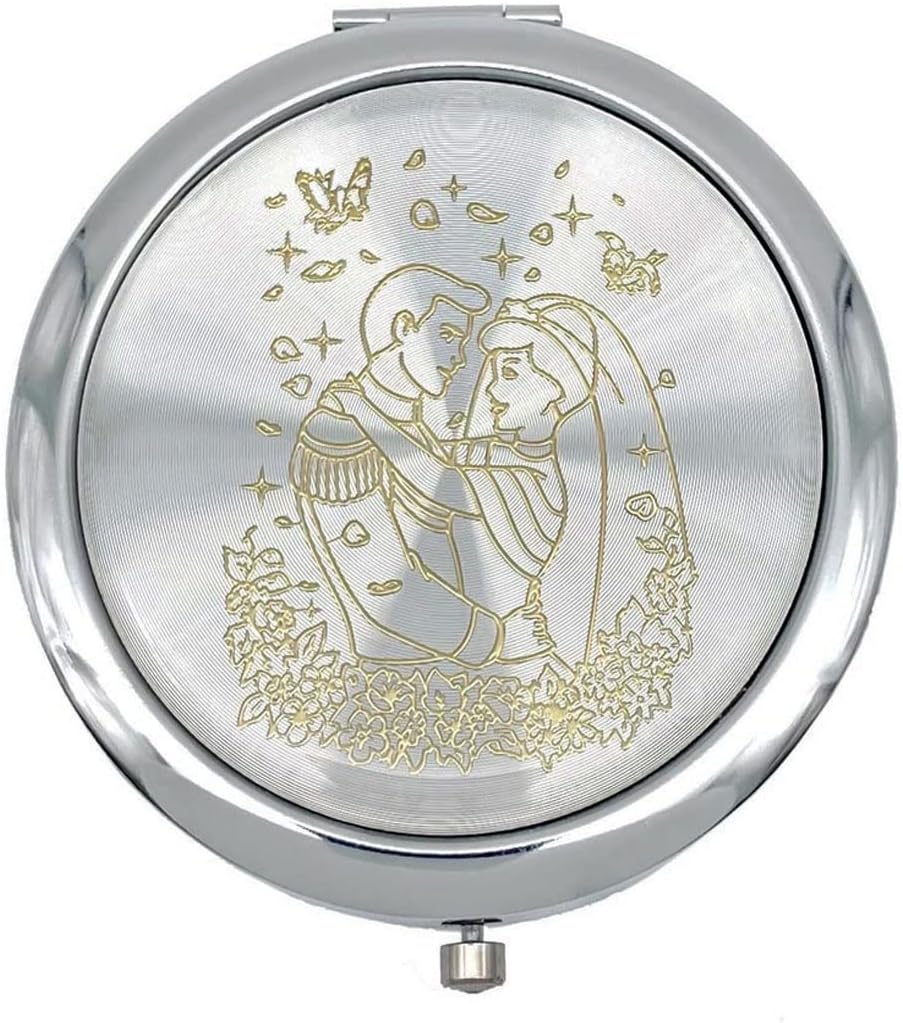 RBN 12 PCS Cinderella and Prince Wedding Party Favor Mirrors -recuerdos Espejo boda Bride and Groom Wedding (White / Gold)