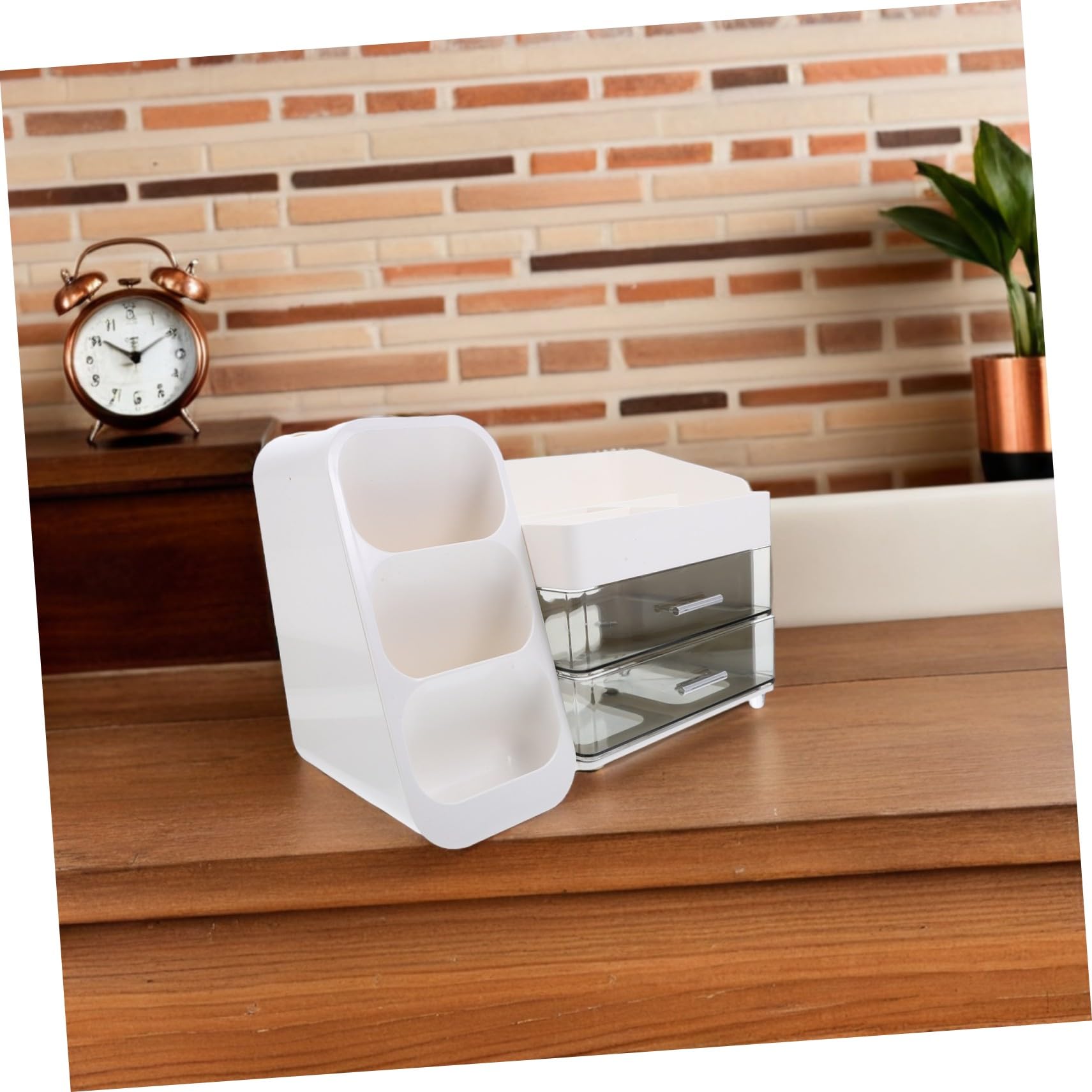 Cosmetic Organizer Boîte de Rangement en Plastique Blanc à Compartiments