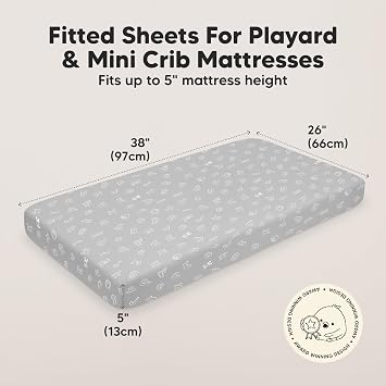 2pk Mini Crib Sheets Fitted 38x26 Pack N Play Mattress Sheet (ABC Land) | Organic Cotton Sheets for Pack and Play Mattress, Soft, Breathable Playard Bedding Sheet, Mini Toddler Bed Cover, Boys, Girls