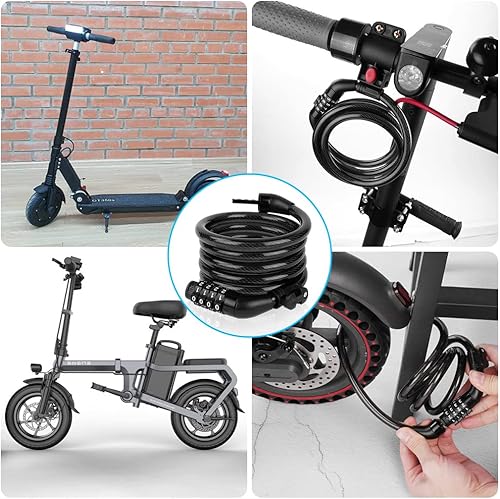 Miniatura 8 de Cerradura de bicicleta, cable de bloqueo de bicicleta de 4 pies, alta seguridad de 4 dígitos reiniciable, combinación de localizador, bloqueo de