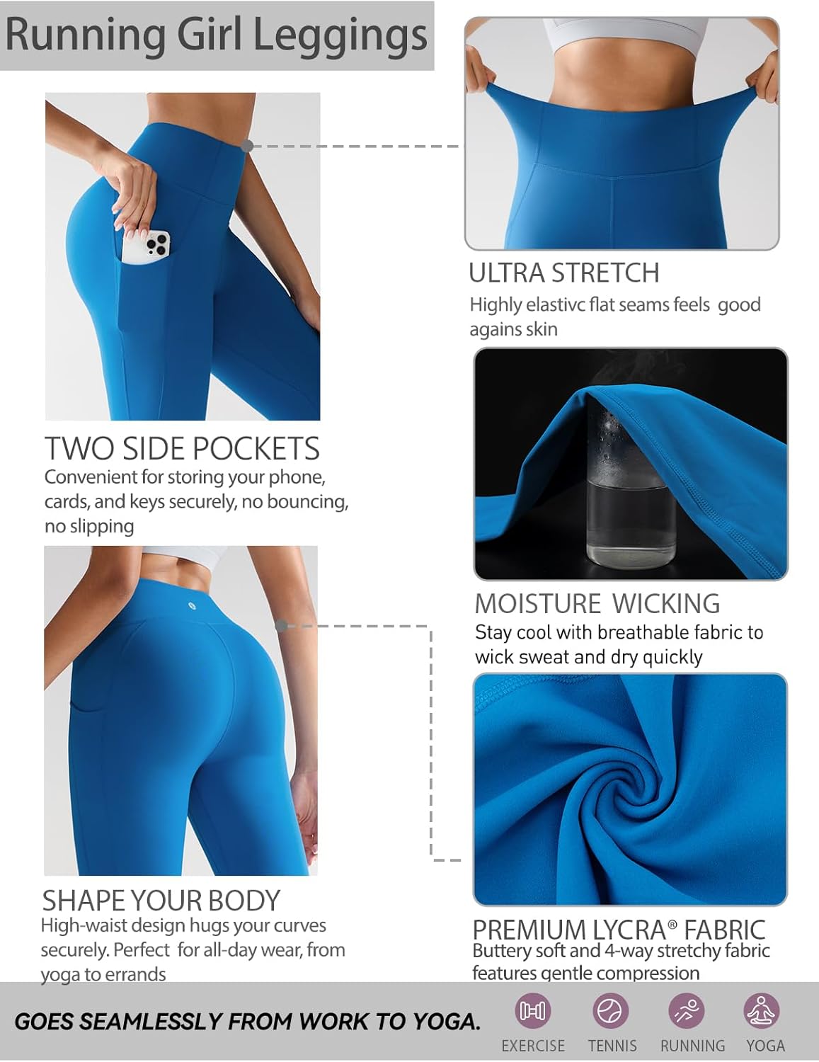 RUNNING GIRL Leggings for Women with Pockets,Full Length High Waist Buttery Soft Workout Leggings Yoga Pants - Image 4