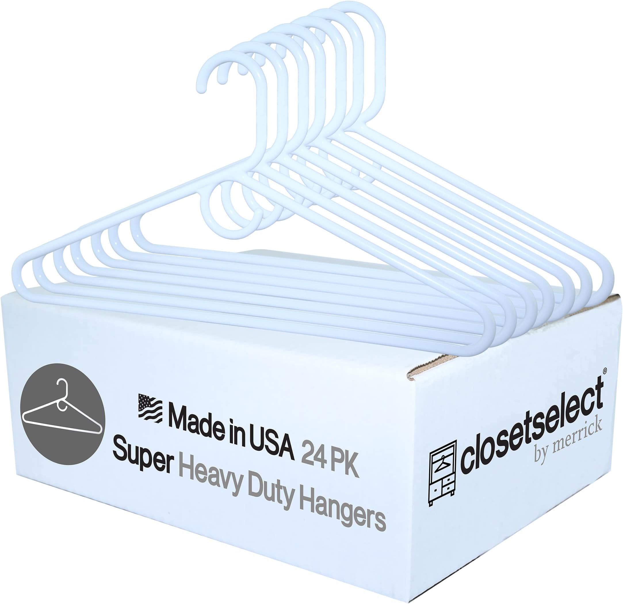 Super Heavy Duty Plastic Hangers, Made in USA, White Super