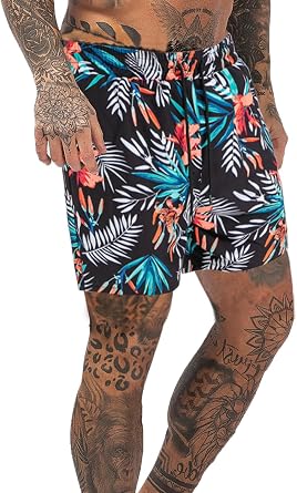 GINGTTO Mens Beach Shorts Bathing Suits with Mesh Lining