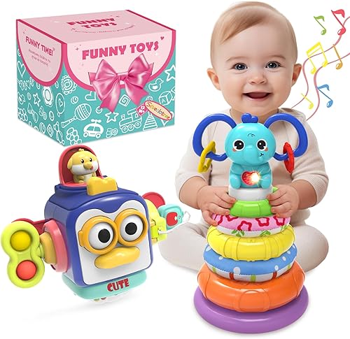 Juguetes para bebés de 6 a 12 meses, juguetes Montessori para niños de 1 año, bloques de construcción apilables, cubo ocupado, juguete educativo