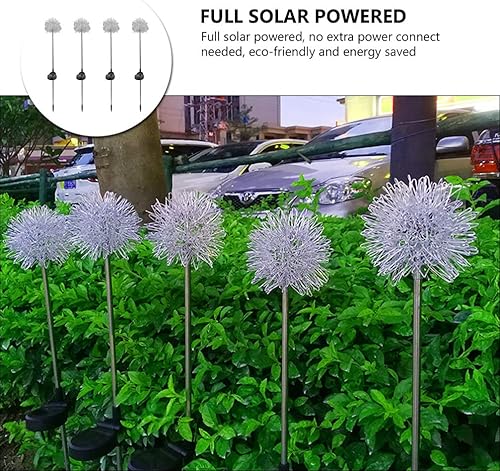 Miniatura 3 de YARDWE 4 luces solares de jardín de diente de león, luz solar de paisaje de acero inoxidable, luz de tierra de resina impermeable, focos solares de