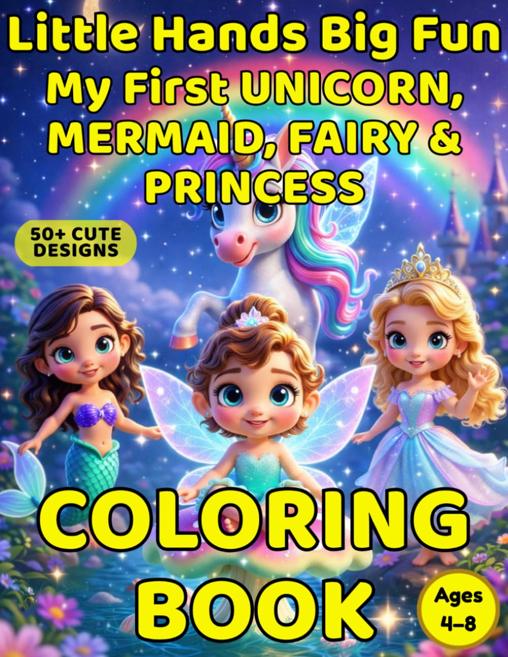 Little Hands Big Fun: Magical Fantasy Coloring Book: Unicorn, Mermaid, Fairy & Princess Coloring Pages for Fun, Creativity and Early Learning for Kids Ages 4–8