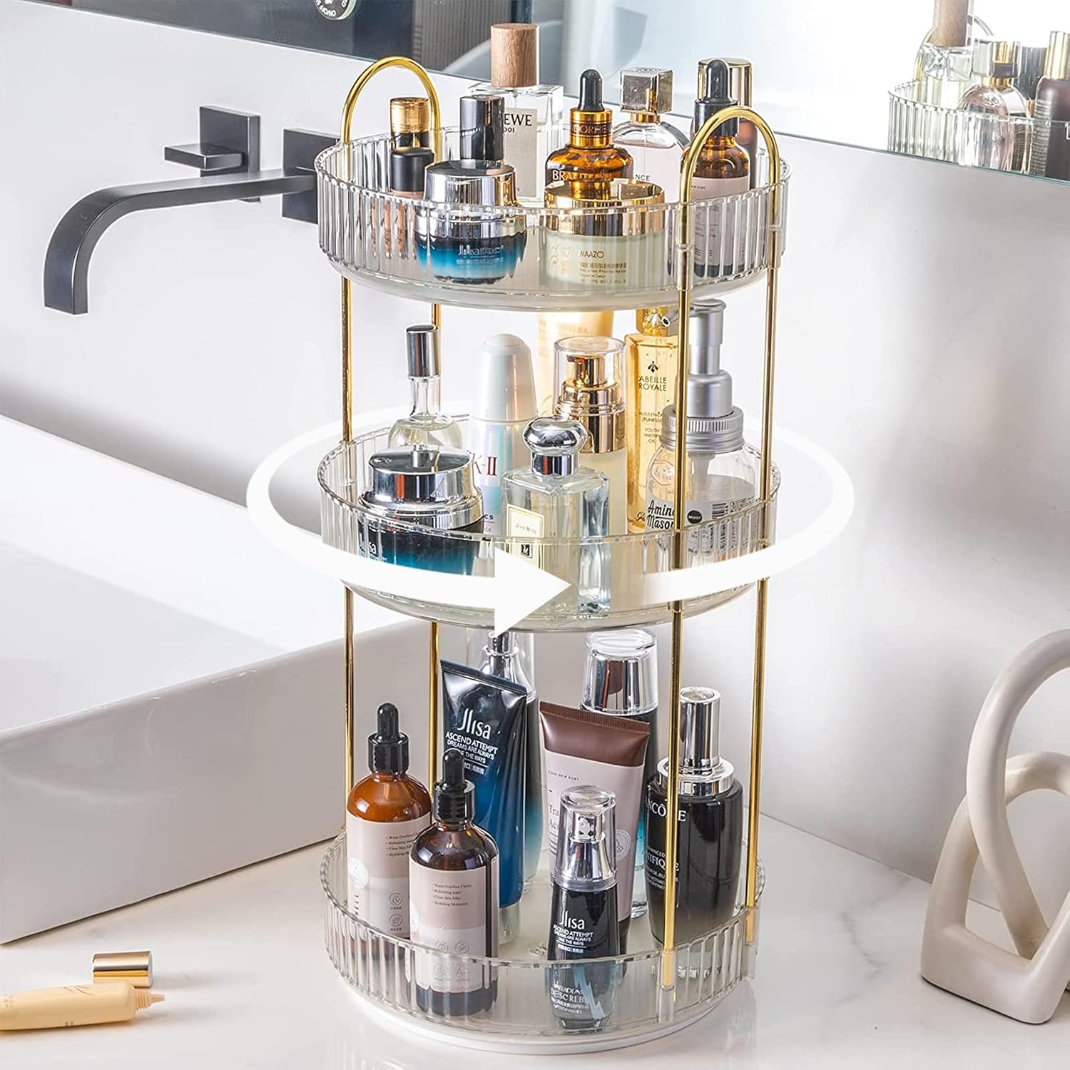 3-Tier Rotating Makeup and Skincare Organizer