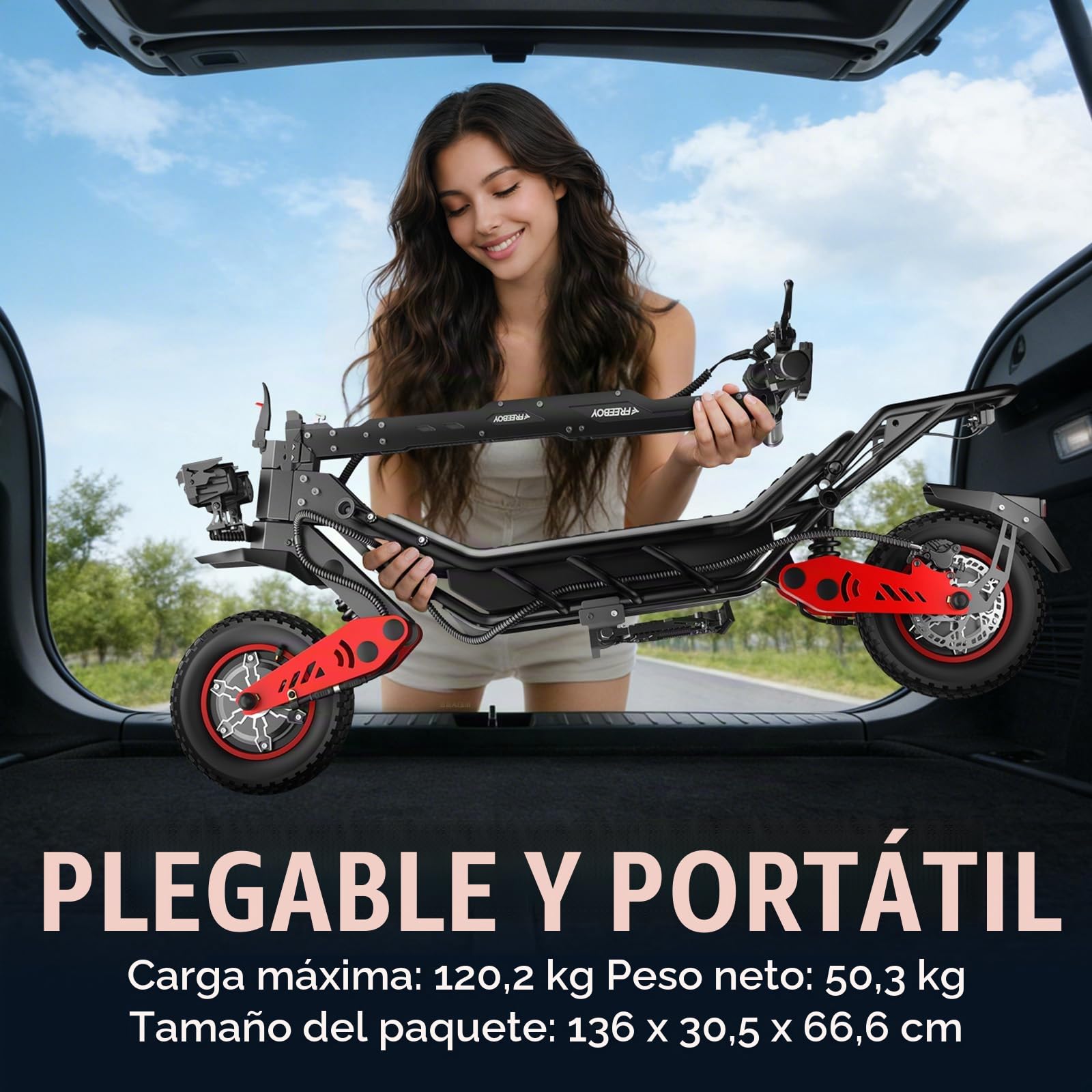 HWWH P10 Patinete Eléctrico Doble Motor | Batería Litio 60V 28Ah, Autonomía 70-80km, Carga máxima 150kg, Ruedas inflables 12", Frenos hidráulicos dobles