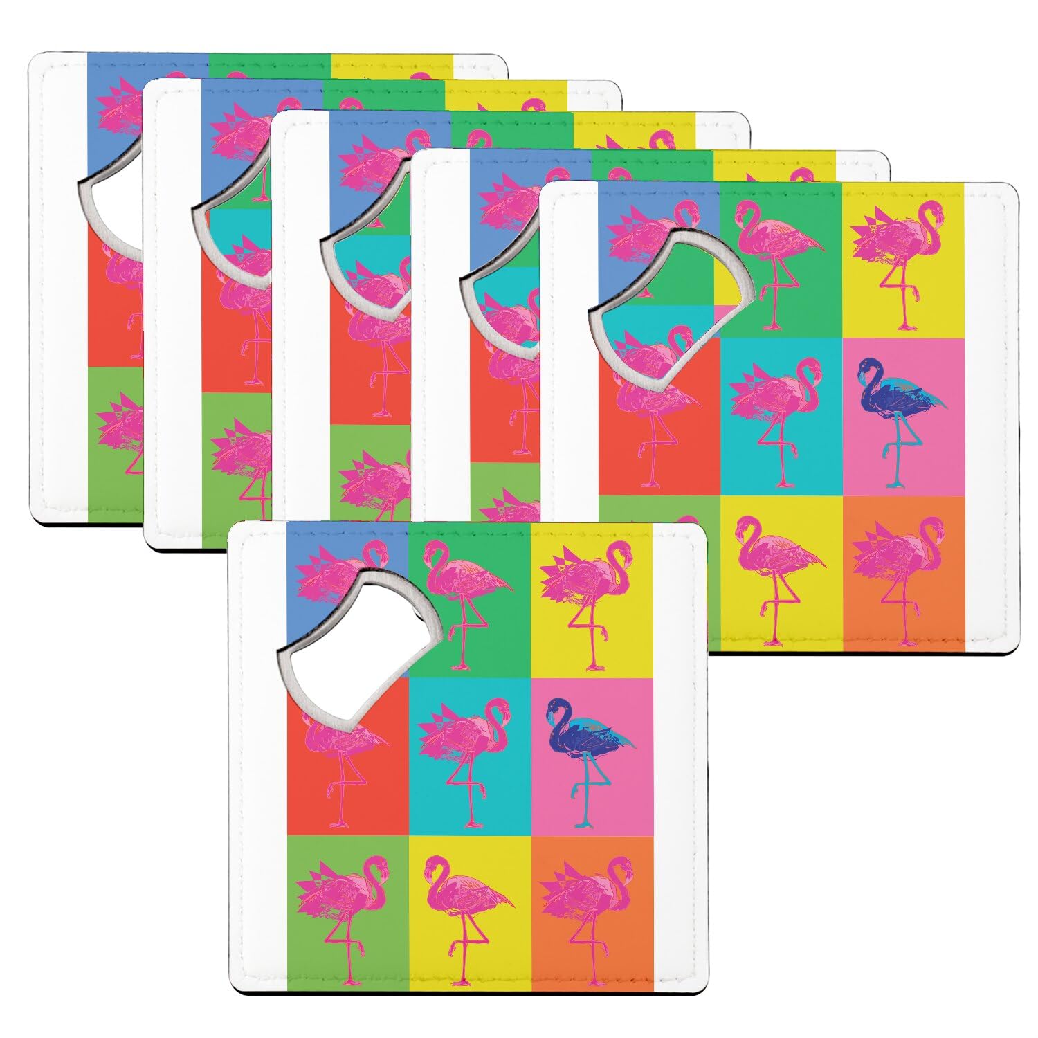 Sous verre décapsuleur moderne pour l'apéritif - Dessous de table flamants roses colorés