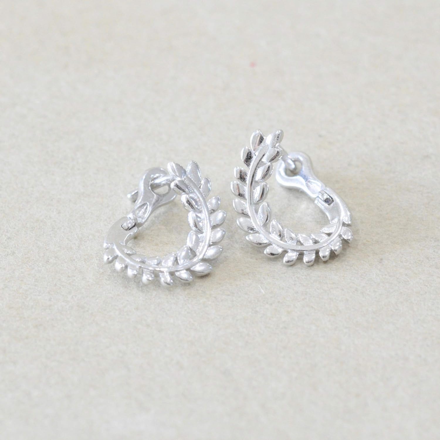 Small Vine Huggie Earrings in Sterling Silver with Gold Finish - Image 9