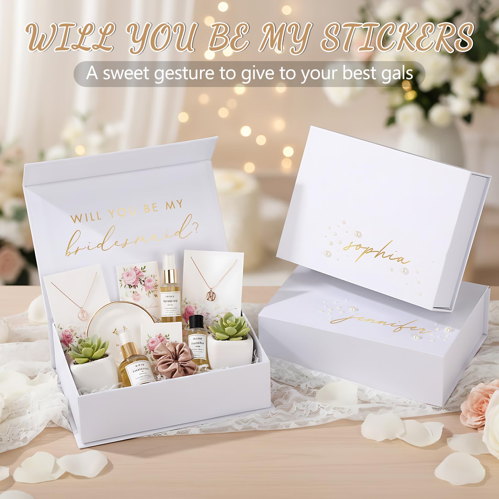 Personalisierter "Will You Be My Bridesmaid"-Aufkleber mit Namen, Perlen-Aufkleber, Vinyl-Antrags-Aufkleber, personalisierbar, DTF-Übertragung für Brautjungfern, Box, Brautparty, Hochzeit