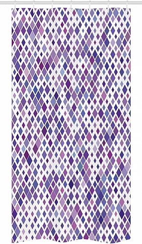 Miniatura 3 de Ambesonne Cortina de ducha con diseño de mosaico retro, diseño de impresión de arte abstracto, diseño de arte abstracto, juego de decoración de baño