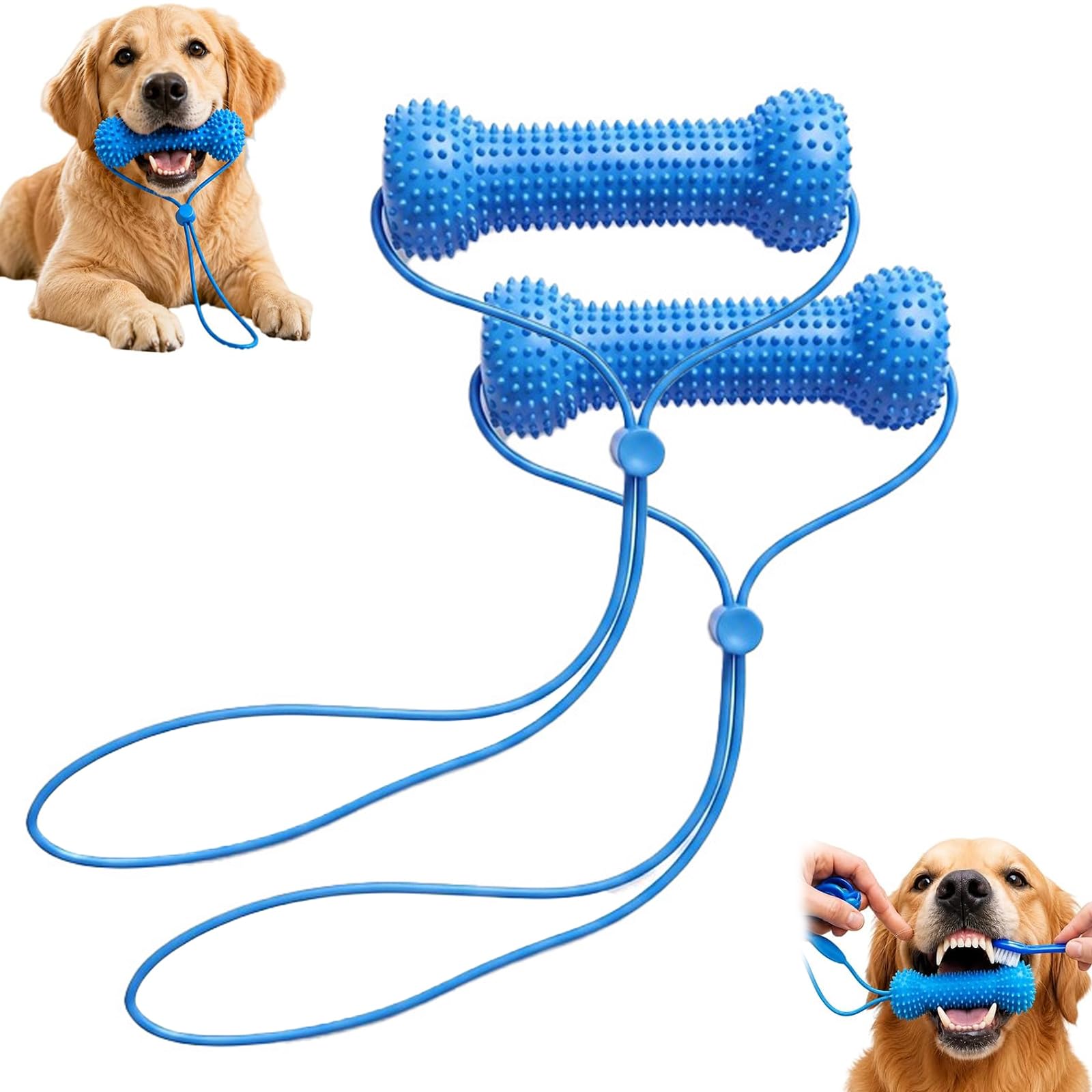 2 Pcs Dual-Action Dog Dental Chews, Dog Dental Chew Toy for Teeth Brushing
