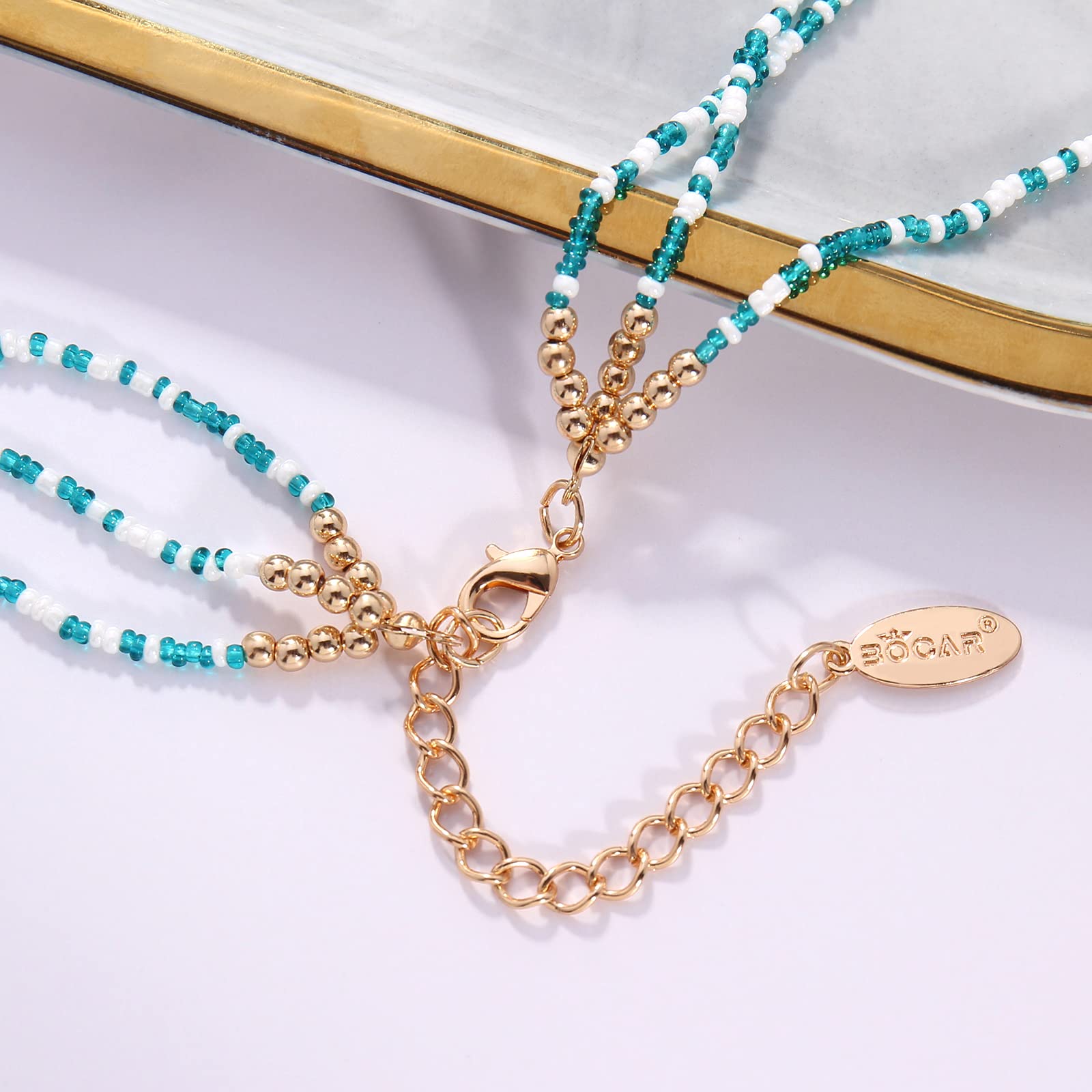 Bocar Collana da donna, 3 strati, con perline di cristallo, gioiello alla moda, regalo per lei
