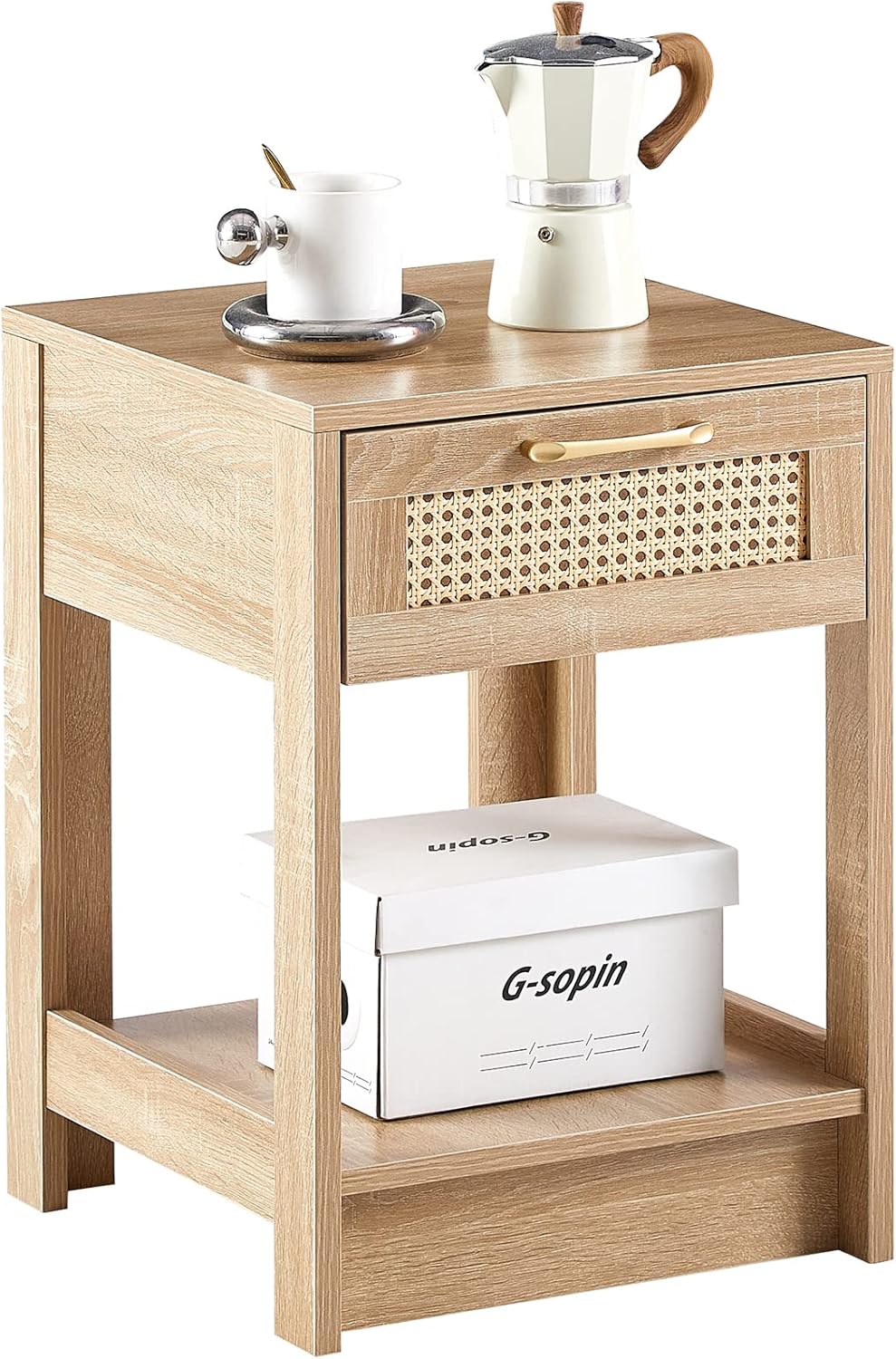 Modern Nightstand with Drawers for Bedroom, Bed Side Table, End Tables for Living Room (C2-Natural)