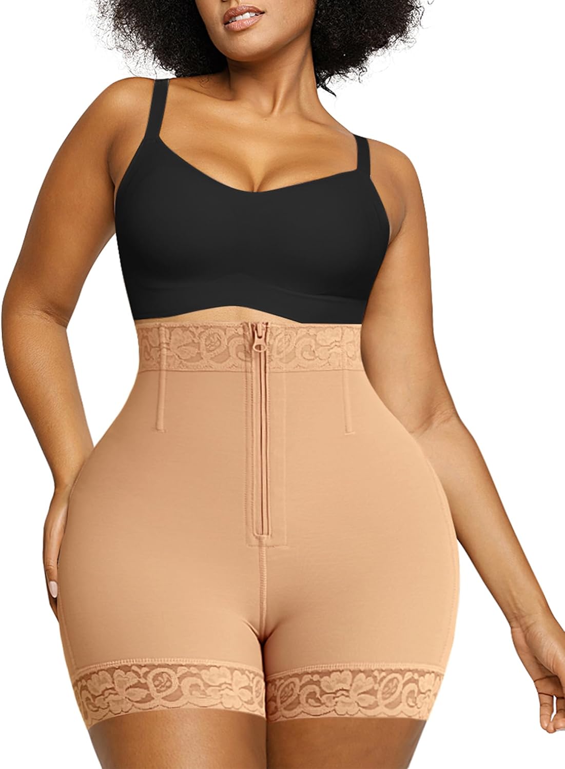 SHAPELLX Shapewear Tummy Control Fajas Colombianas Moldeadoras Butt Lifting Shapewear Shorts For Women With Zip Closure
