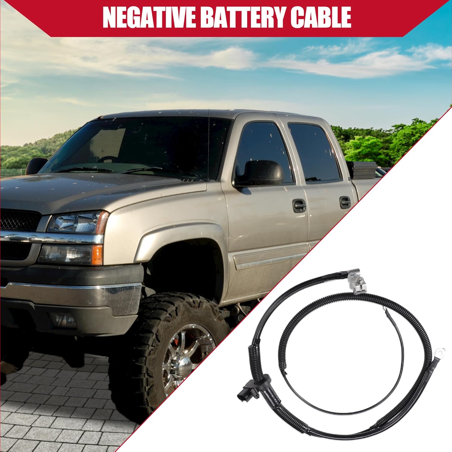 No.22846471 Negative Battery Cable for Cadillac Escalade 2007-2014 for Chevrolet Tahoe 2007-2014 / Inner/Durable Rubber Metal / 1 Pcs Black