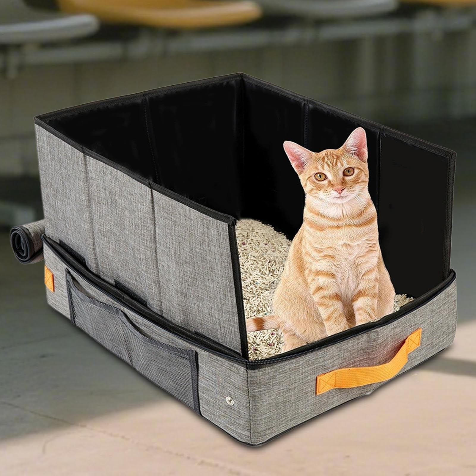 Lettiera Da Viaggio Trasportino portatile, vassoio igienico, addestramento | Box impermeabile portatile per gatti Spuntini compatti e leggeri, adatti a viaggi e animali domestici