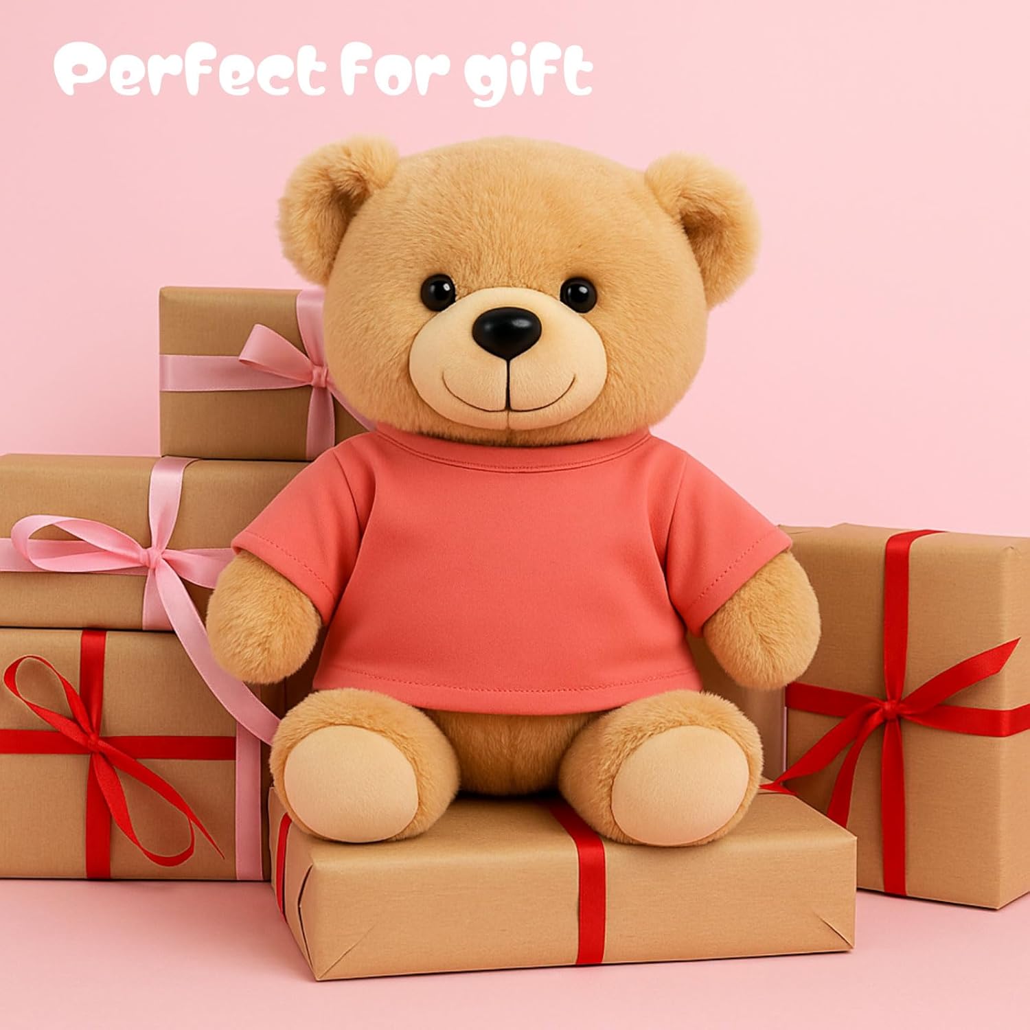 Skylety 12 Pcs DIY Bear Shirts Plush Bear Clothes Basic Tee Shirt Classic Toy Clothes Crew Neck Stuffed Animal Fit 14 to 18 Inches Stuffed Dolls Gifts (Multicolor)
