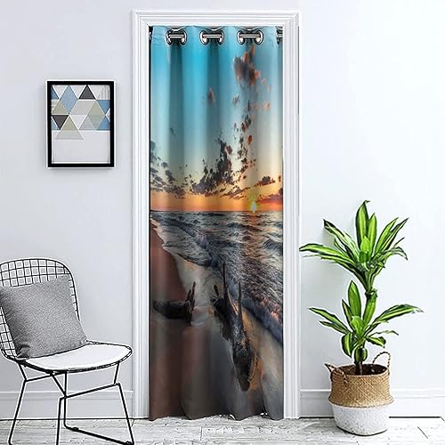 Doorway Curtain Panel Room Divider Solid Blackout Curtains, Driftwood Grommet