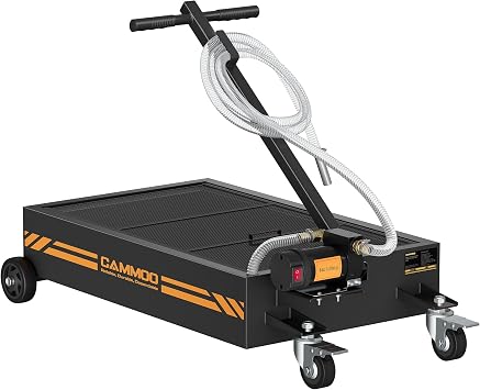 CAMMOO 15 Gal Electric Oil Drain Pan, 110V High-Flow Pump, 9.8 FT Hose, 200 W Motor, 2 Locking Swivel Casters and 2 Directional Wheels Stable, Folding Handle, Heavy-Duty for Trucks, RVs, SUVs, Black