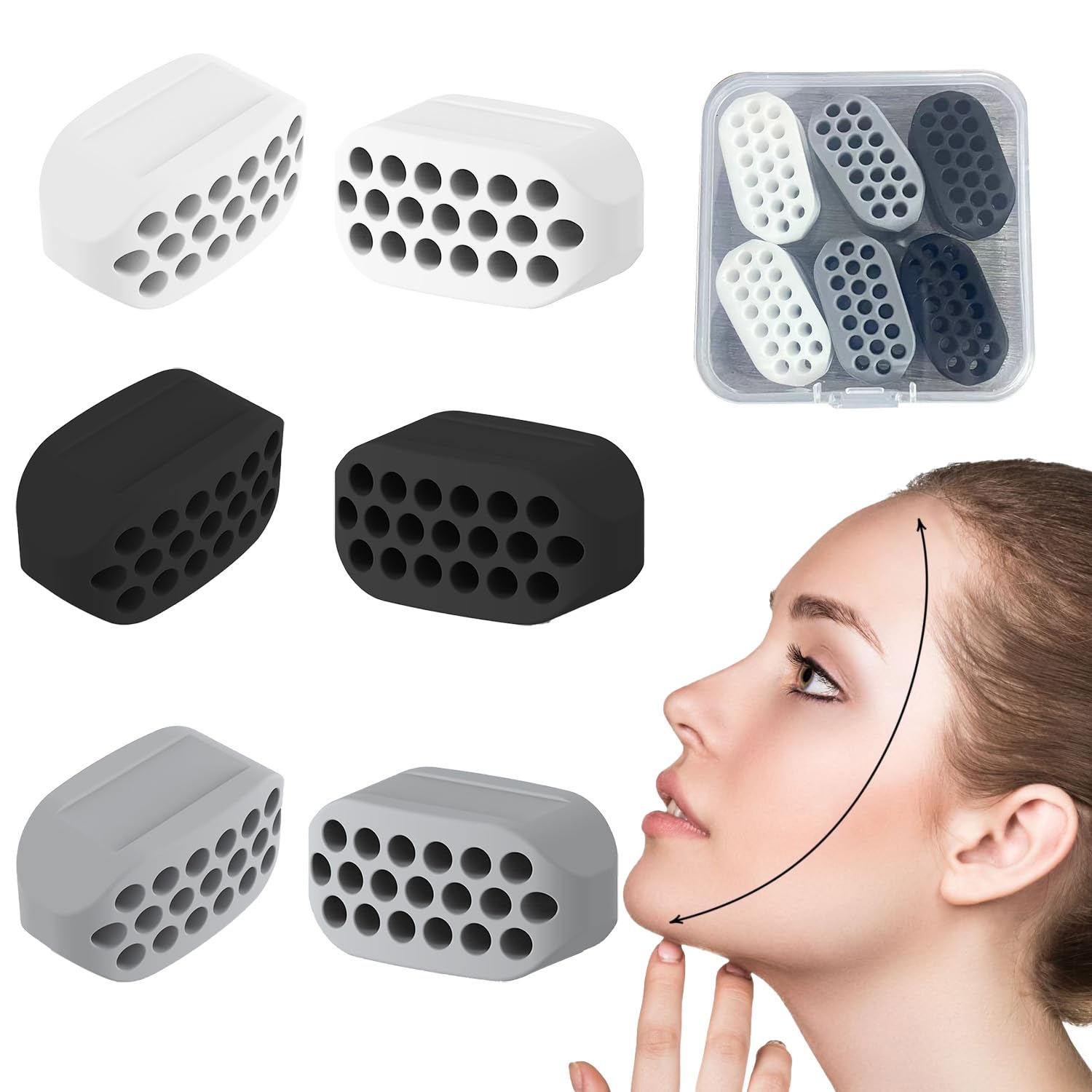 6 PCS Jaw Muscle Trainer, Face Neck Chew Tool for Strengthening and Tightening Jaw Line and Neck