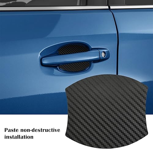 Miniatura 4 de kingsea 4 protectores de arañazos para manija de puerta de automóvil, textura magnética extraíble de fibra de carbono 3D, textura de fibra de