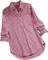 Vista 13 de Blusa de primavera de manga larga para mujer, estilo bohemio, de gran tamaño, con botones, para mujer, con solapa, holgada y cómoda